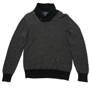 Club Room Men’s Charcoal Gray And Black Sweater Size Small - Shawl Collar